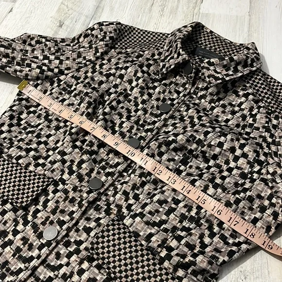 Hilton Hollis Check Squares Black and Tan Snap Jacket Size 10 - Picture 10 of 12